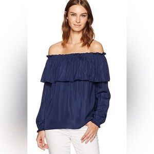 Lilly Pulitzer Navy Off-Shoulder Blouse